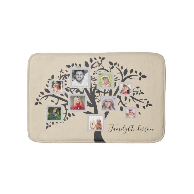 Photo Collage Family Tree Template Personalized Bath Mat (Front)