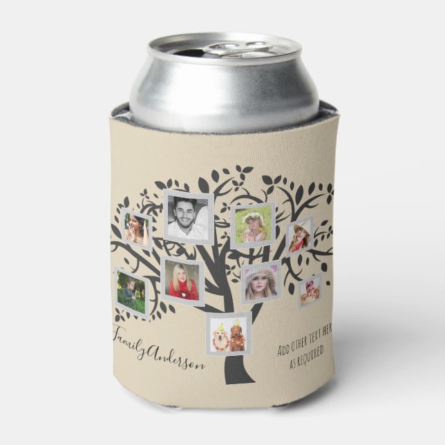 Photo Collage Family Tree Template Personalized Can Cooler (Can Front)