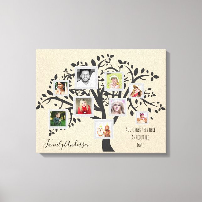 Photo Collage Family Tree Template Personalized Canvas Print (Front)