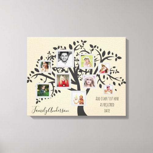 Photo Collage Family Tree Template Personalized Canvas Print