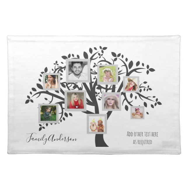 Photo Collage Family Tree Template Personalized Cloth Placemat (Front)