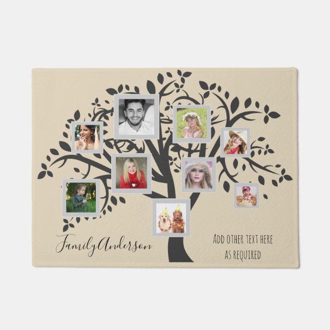 Photo Collage Family Tree Template Personalized Doormat (Front)