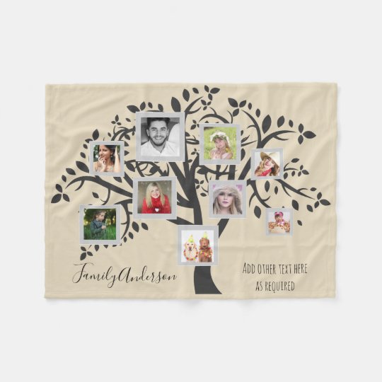 Photo Collage Family Tree Template Personalized Fleece Blanket