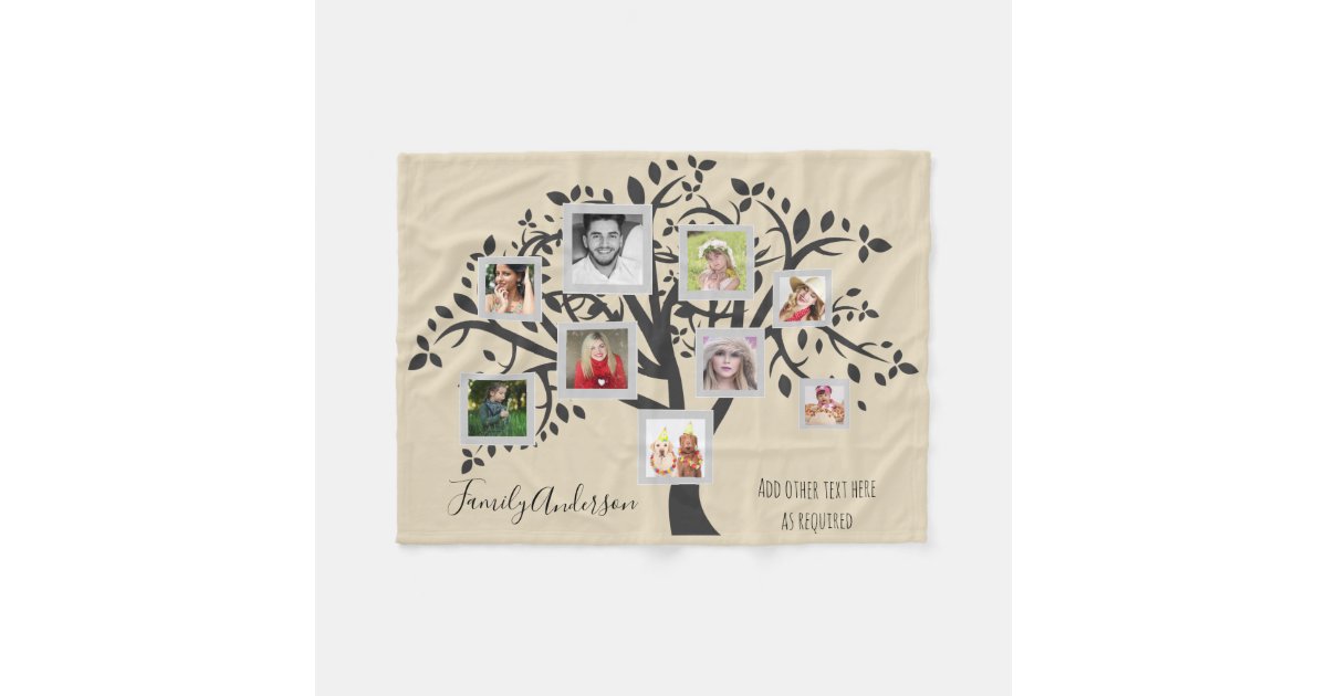 Photo Collage Family Tree Template Personalized Fleece