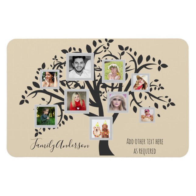 Photo Collage Family Tree Template Personalized Magnet (Horizontal)
