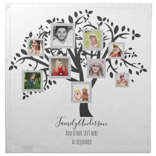 Photo Collage Family Tree Template Personalized Napkin | Zazzle