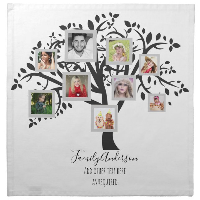 Photo Collage Family Tree Template Personalized Napkin (Front)