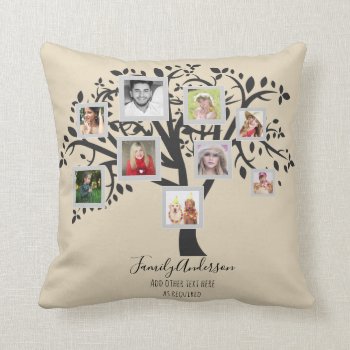 Photo Collage Family Tree Template Personalized Throw Pillow