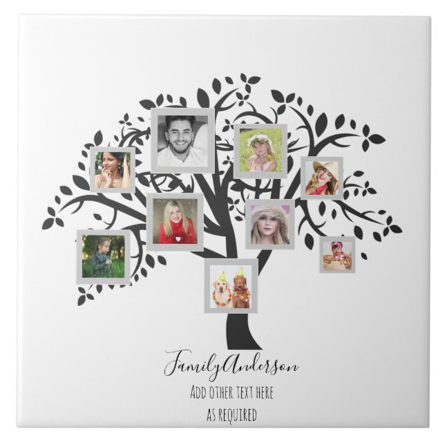 Photo Collage Family Tree Template Personalized Tile (Front)