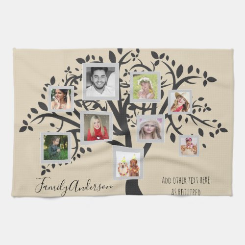 Photo Collage Family Tree Template Personalized Towel