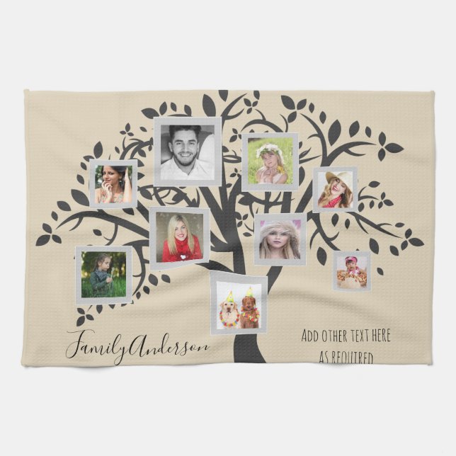 Photo Collage Family Tree Template Personalized Towel (Horizontal)