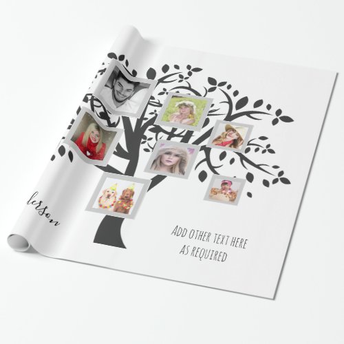 Photo Collage Family Tree Template Personalized Wrapping Paper