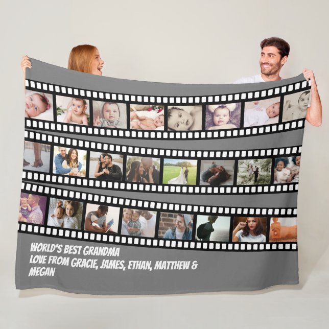 Photo Collage Film Strip Personalized DIY Custom Fleece Blanket (In Situ)
