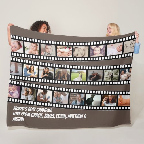 Photo Collage Film Strip Personalized DIY Custom Fleece Blanket