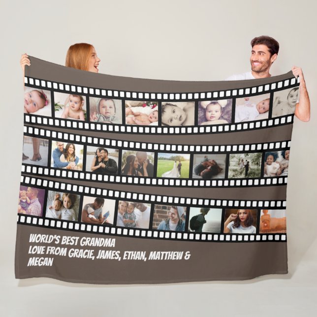 Photo Collage Film Strip Personalized DIY Custom Fleece Blanket (In Situ)