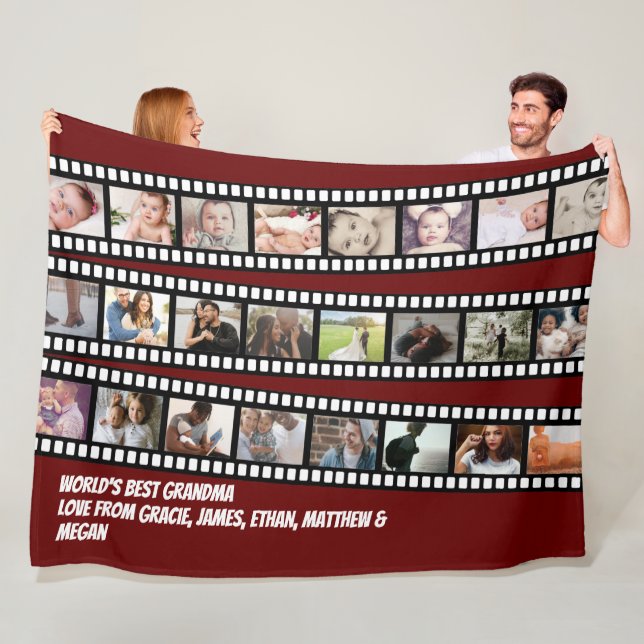 Photo Collage Film Strip Personalized DIY Custom Fleece Blanket (In Situ)