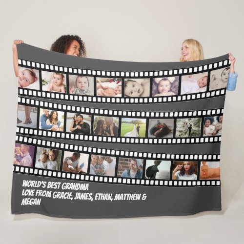 Photo Collage Film Strip Personalized DIY Custom Fleece Blanket