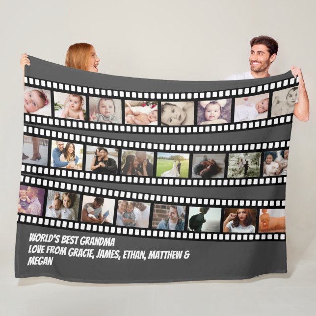 Photo Collage Film Strip Personalized DIY Custom Fleece Blanket (In Situ)