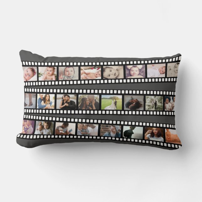 Photo Collage Film Strip Personalized DIY Custom Lumbar Pillow (Front)