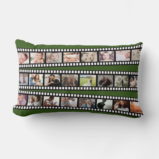 Photo Collage Film Strip Personalized DIY Custom Lumbar Pillow (Front)