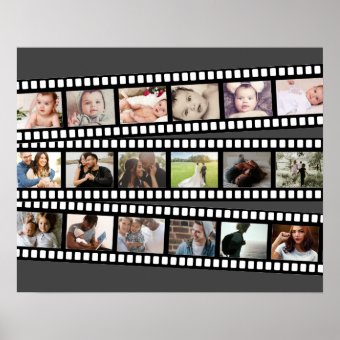 Photo Collage Film Strip Personalized DIY Custom Poster | Zazzle