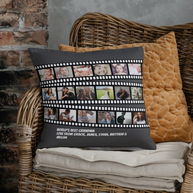 Photo Collage Film Strip Personalized DIY Custom Throw Pillow (Creator Uploaded)