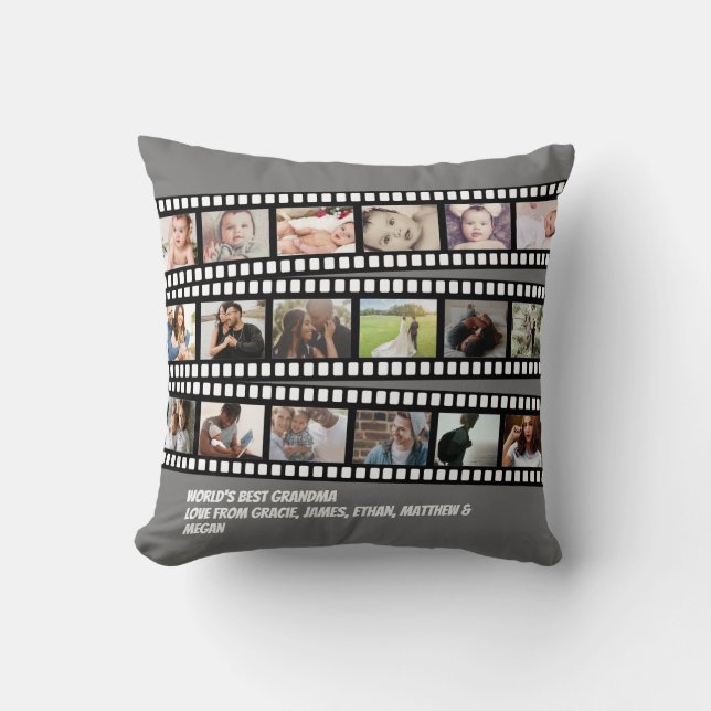 Photo Collage Film Strip Personalized DIY Custom Throw Pillow (Front)