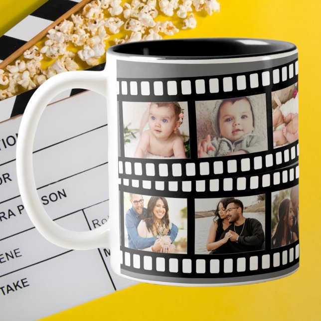 Photo Collage Film Strip Personalized DIY Custom Two-Tone Coffee Mug (Creator Uploaded)