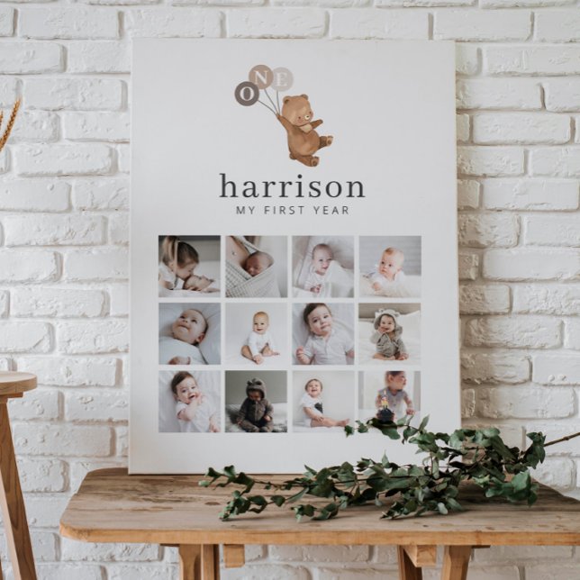 Photo Collage Foam Board - Bear Brown 3 Balloons (Creator Uploaded)