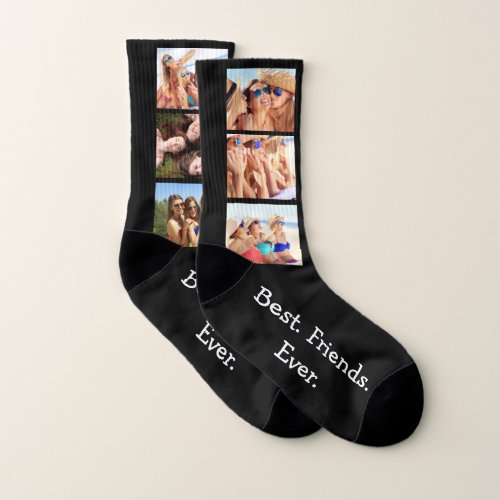 Photo Collage for Friends Unique Fun Black White Socks