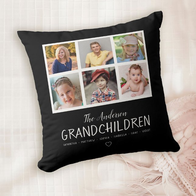 Photo Collage for Grandparents Black Throw Pillow (Creator Uploaded)