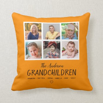 Photo Collage For Grandparents Orange Throw Pillow by daisylin712 at Zazzle
