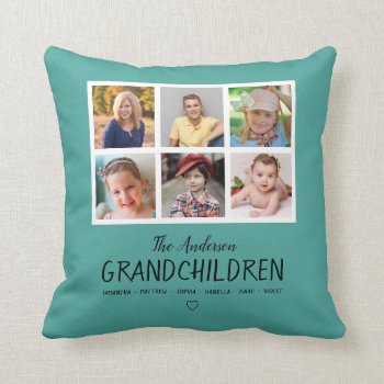 Photo Collage For Grandparents Teal Throw Pillow by daisylin712 at Zazzle