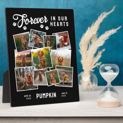 Photo Collage Forever In Our Hearts Dog Memorial Plaque