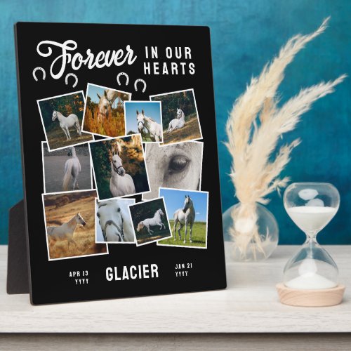 Photo Collage Forever In Our Hearts Horse Memorial Plaque