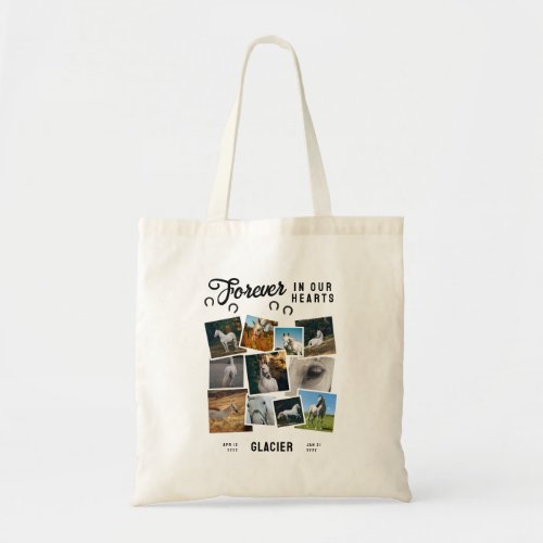 Photo Collage Forever In Our Hearts Horse Memorial Tote Bag