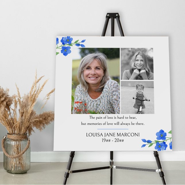 Photo Collage Forget Me Not Funeral Memorial Foam Board (Creator Uploaded)
