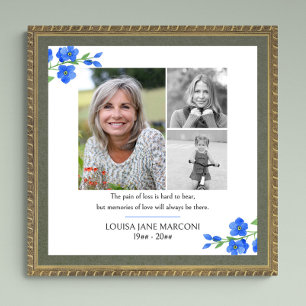 Photo Collage Forget Me Not Funeral Memorial Poster