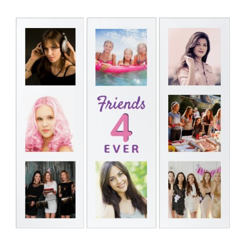 Photo collage friends forever white pink modern triptych