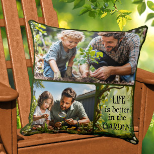 Photo Collage Fun Garden Outdoor Pillow