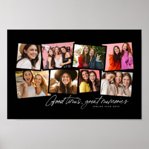 Photo collage fun personalized black white memory poster