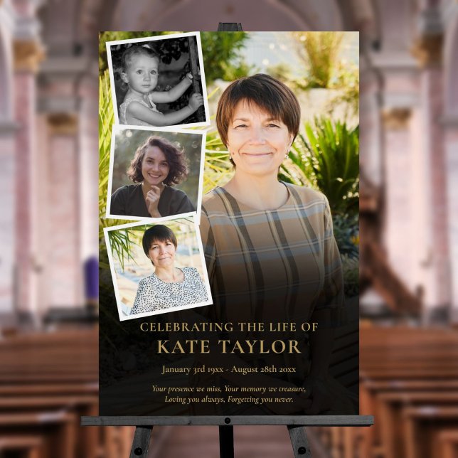 Photo Collage Funeral Celebration Of Life SIgn (Creator Uploaded)