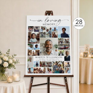 Photo Collage Funeral Celebration of Life Welcome Foam Board