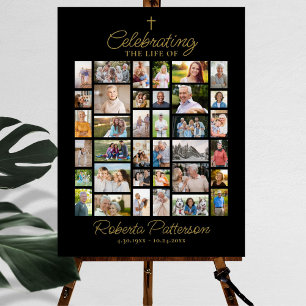 Photo Collage Funeral Celebration of Life Welcome Foam Board