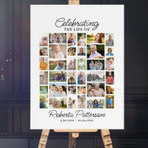 Photo Collage Funeral Celebration of Life Welcome Foam Board
