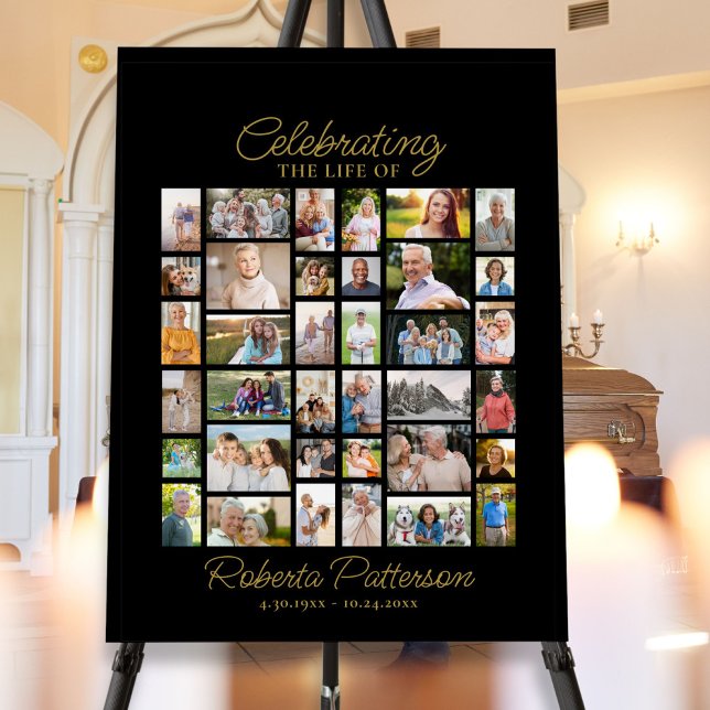 Photo Collage Funeral Celebration of Life Welcome Foam Board (Creator Uploaded)