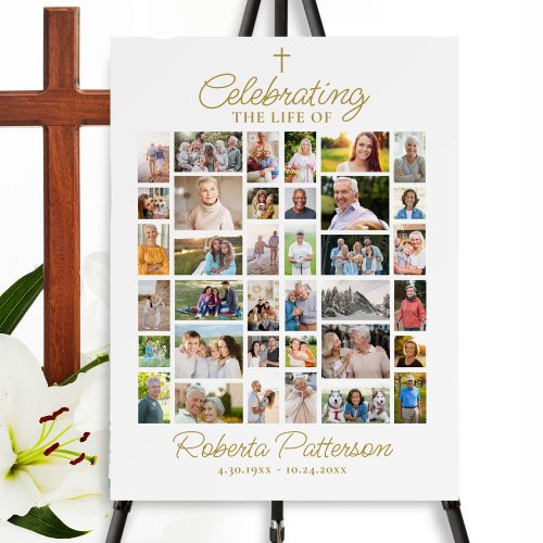 Photo Collage Funeral Celebration of Life Welcome Foam Board