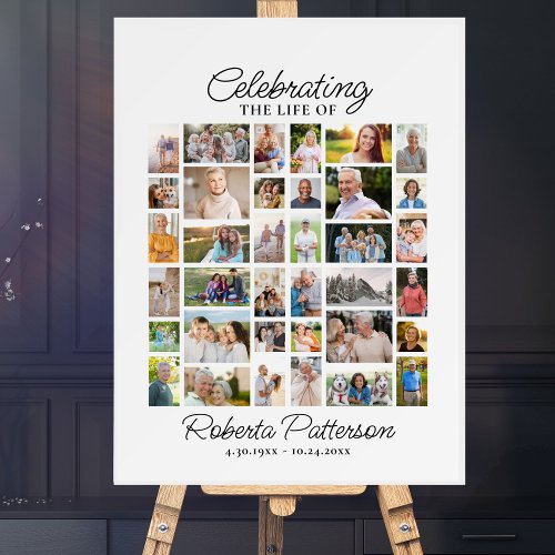 Photo Collage Funeral Celebration of Life Welcome Poster