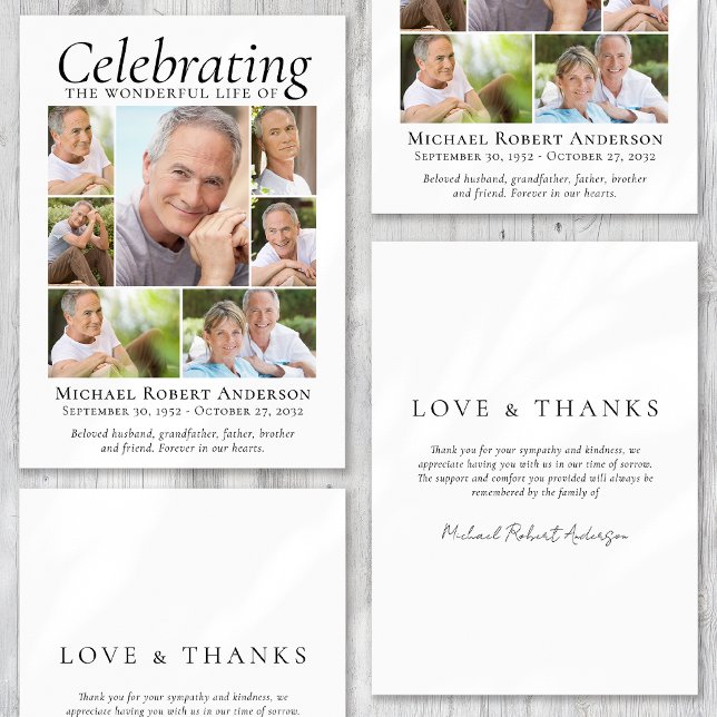 Photo Collage Funeral Thank You Card (Creator Uploaded)