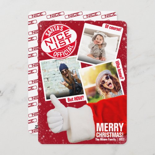 Photo Collage  Funny Thumbs Up Santa Christmas Holiday Card